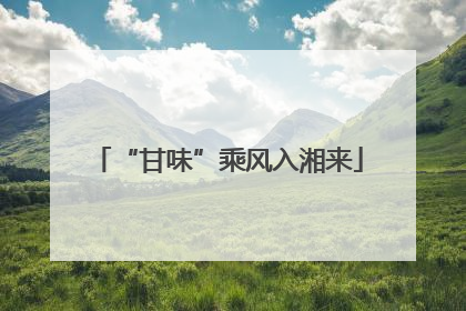 “甘味”乘风入湘来