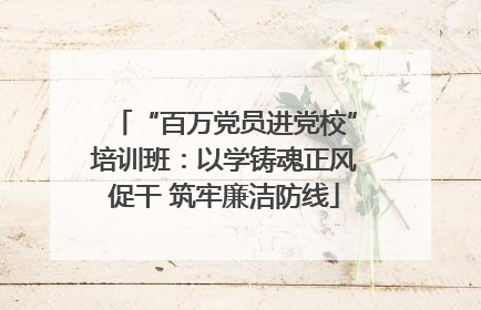 “百万党员进党校”培训班：以学铸魂正风促干 筑牢廉洁防线