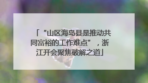 “山区海岛县是推动共同富裕的工作难点”，浙江开会聚焦破解之道