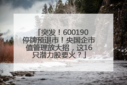 突发！600190停牌预退市！央国企市值管理放大招，这16只潜力股要火？