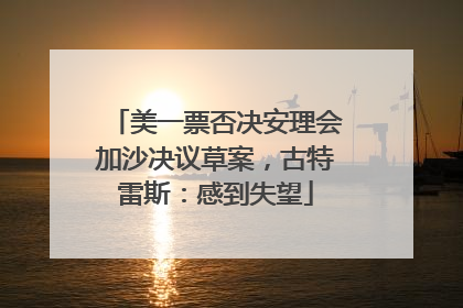 美一票否决安理会加沙决议草案，古特雷斯：感到失望
