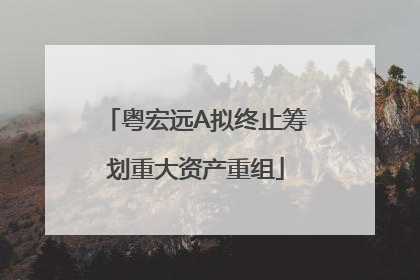 粤宏远A拟终止筹划重大资产重组