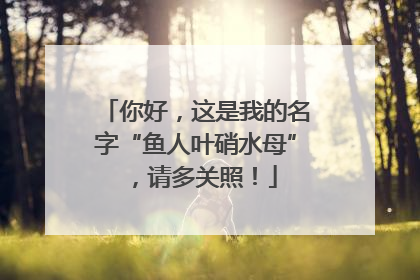 你好，这是我的名字“鱼人叶硝水母”，请多关照！