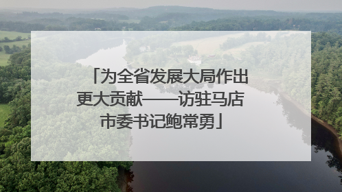 为全省发展大局作出更大贡献——访驻马店市委书记鲍常勇