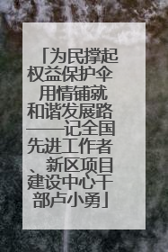 为民撑起权益保护伞 用情铺就和谐发展路——记全国先进工作者、新区项目建设中心干部卢小勇