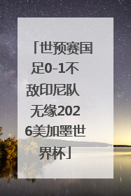 世预赛国足0-1不敌印尼队 无缘2026美加墨世界杯