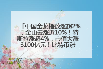 中国金龙指数涨超2%，金山云涨近10%！特斯拉涨超4%，市值大涨3100亿元！比特币涨回11万美元关口