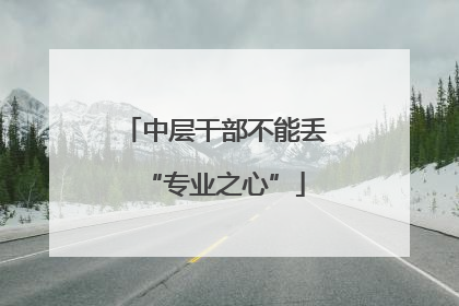 中层干部不能丢“专业之心”