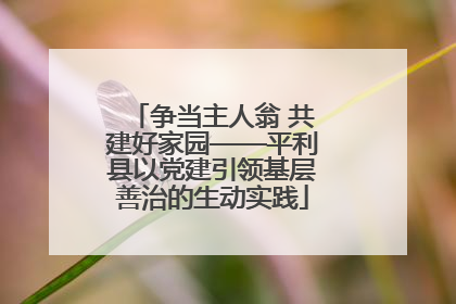争当主人翁 共建好家园——平利县以党建引领基层善治的生动实践