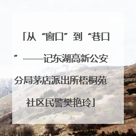从“窗口”到“巷口”——记东湖高新公安分局茅店派出所梧桐苑社区民警樊艳玲