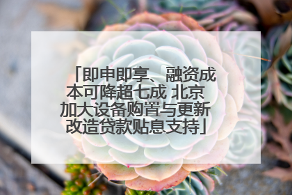 即申即享、融资成本可降超七成 北京加大设备购置与更新改造贷款贴息支持