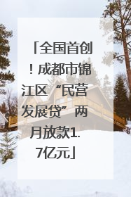 全国首创！成都市锦江区“民营发展贷”两月放款1.7亿元