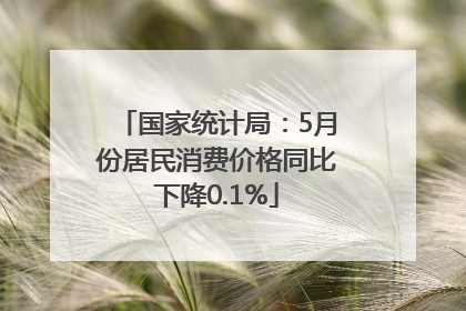 国家统计局：5月份居民消费价格同比下降0.1%