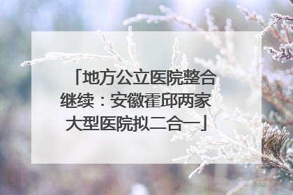地方公立医院整合继续：安徽霍邱两家大型医院拟二合一