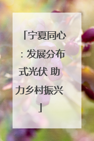 宁夏同心：发展分布式光伏 助力乡村振兴