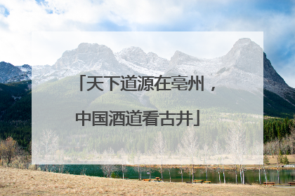 天下道源在亳州，中国酒道看古井