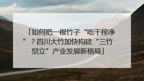 如何把一根竹子“吃干榨净”？四川大竹加快构建“三竹鼎立”产业发展新格局