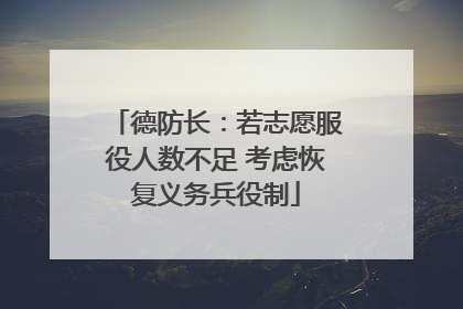 德防长：若志愿服役人数不足 考虑恢复义务兵役制