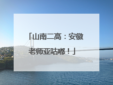 山南二高：安徽老师亚咕嘟！