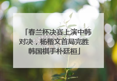 春兰杯决赛上演中韩对决，杨楷文首局完胜韩国棋手朴廷桓