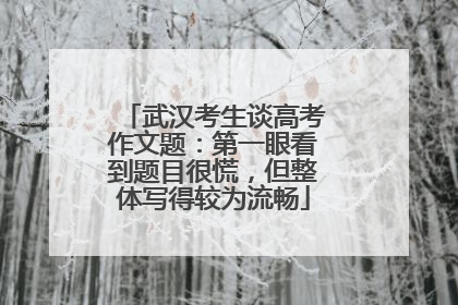 武汉考生谈高考作文题：第一眼看到题目很慌，但整体写得较为流畅