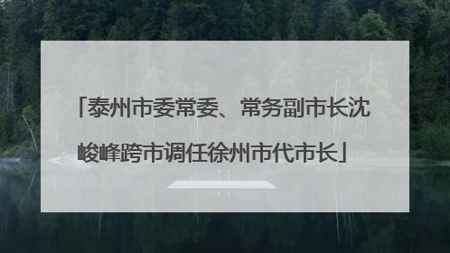 泰州市委常委、常务副市长沈峻峰跨市调任徐州市代市长