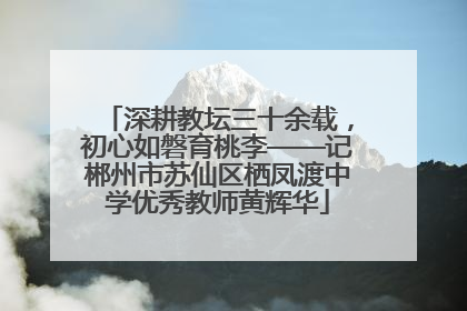 深耕教坛三十余载，初心如磐育桃李——记郴州市苏仙区栖凤渡中学优秀教师黄辉华