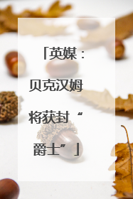 英媒：贝克汉姆将获封“爵士”