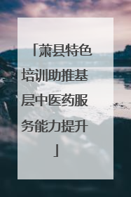 萧县特色培训助推基层中医药服务能力提升