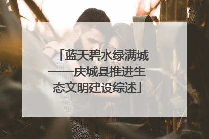 蓝天碧水绿满城——庆城县推进生态文明建设综述