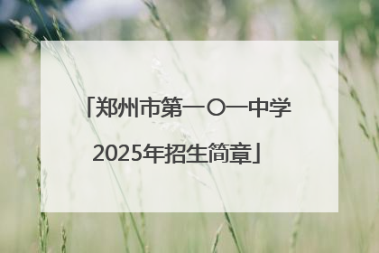 郑州市第一〇一中学2025年招生简章