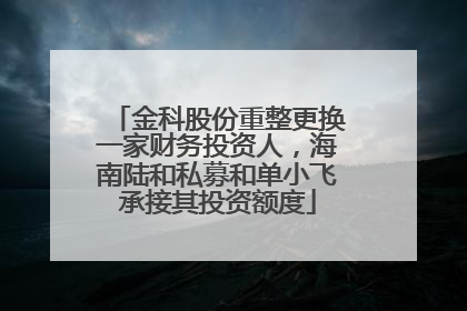 金科股份重整更换一家财务投资人，海南陆和私募和单小飞承接其投资额度