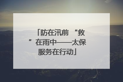 防在汛前 “救”在雨中——太保服务在行动