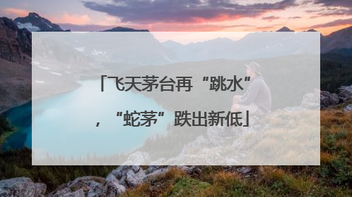 飞天茅台再“跳水”，“蛇茅”跌出新低