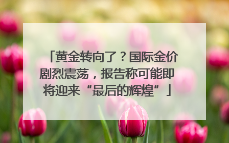 黄金转向了？国际金价剧烈震荡，报告称可能即将迎来“最后的辉煌”